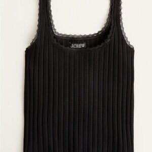 J. Crew Black Ribbed Tank Top with lace